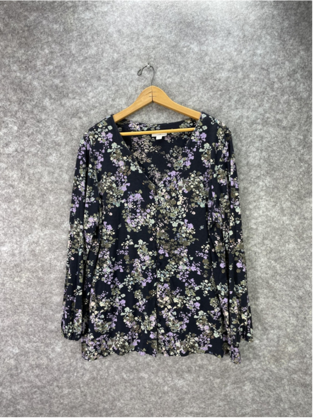 J Jill Blouse Womens Petite Large Multicolor Floral Button Front Tunic Top